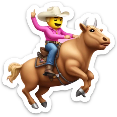 pink cowboy riding mechanical bull sticker