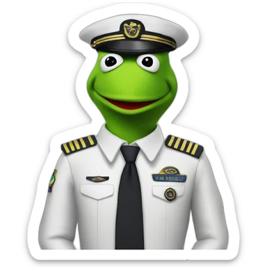 kermit as airline pilot sticker