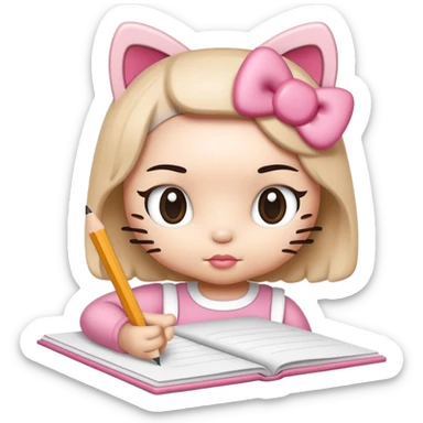 Hello kitty doing homework sticker