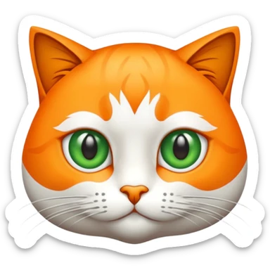 Gato naranja acostado ojos verdes y pecho naranja sticker