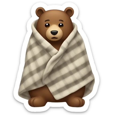 A bear wrapped in a blanket sticker