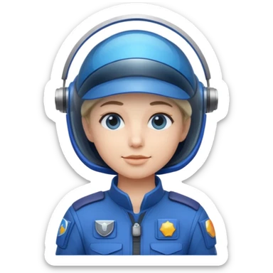 Blue-visor space mechanic sticker