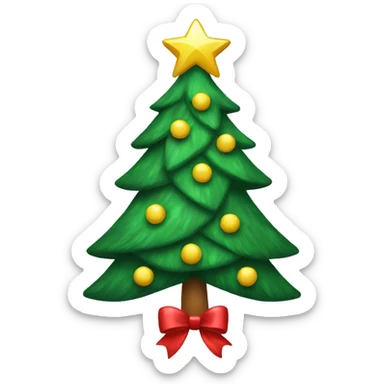 A Christmas tree with a bow tree topper sticker