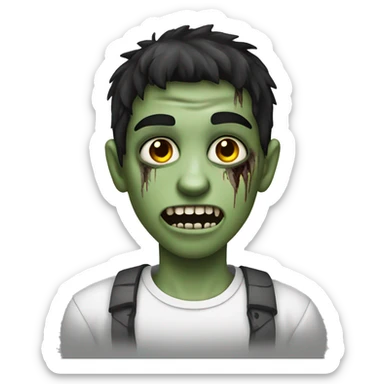 teen boy zombie with dark hair and white shirt sticker