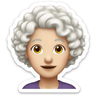 European, white curly hair, woman, elderly, nose ring. sticker