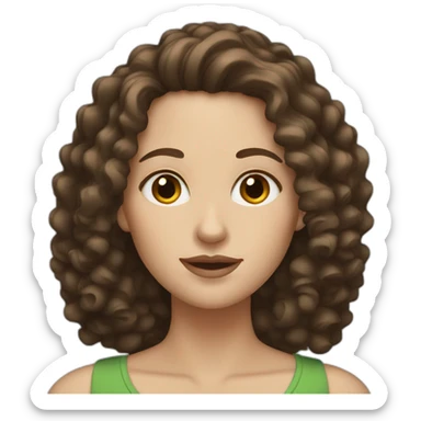 white woman with dark brown curly hair sticker