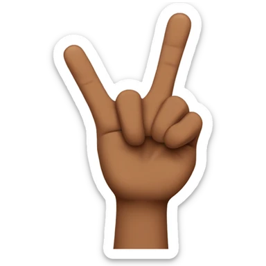 brown hand with thumb, index, and middle fingers up only sticker