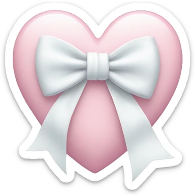 Pastel pink heart with white bow sticker