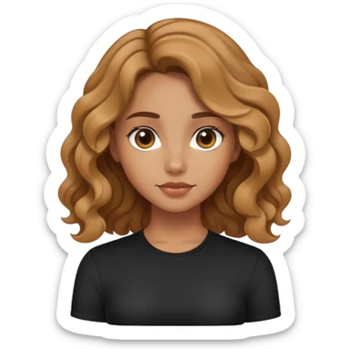 tan girl with wavy hair wearing black shirt sticker