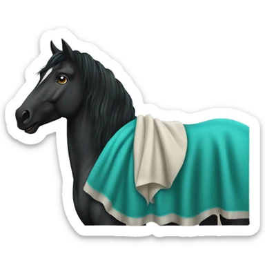 Friesian Horse with teal blanket sticker