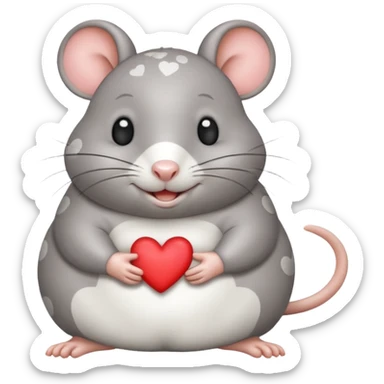 little fat rat with hearts and it should be grey with white spots sticker