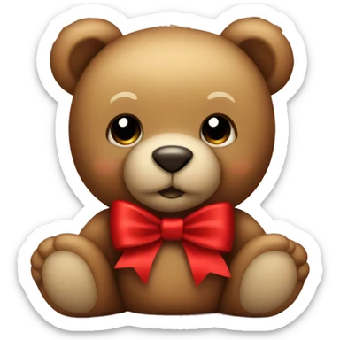 teddy bear wearing a red bow sticker