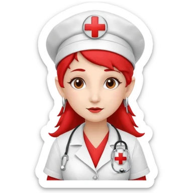elf nurse with nurse red cross hat sticker