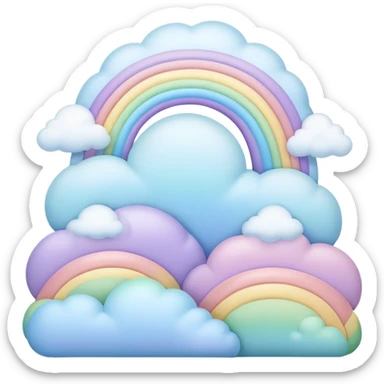  pastel rainbow easter puffy landscape  sticker
