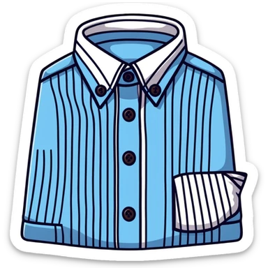 light blue and white vertically striped button down shirt, isolated sticker