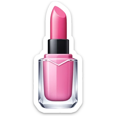 A glossy pink lipstick with a crystal-clear casing. sticker