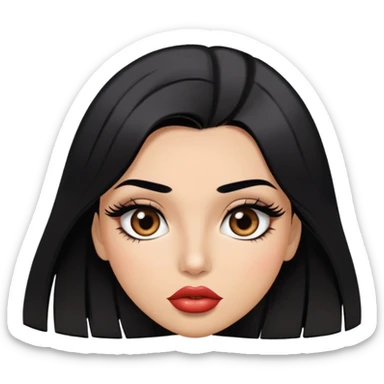 girl with black straight hair and giant lips and eyelashes sticker
