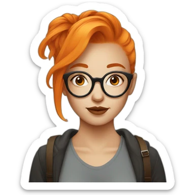 Orange hair girl with round glasses and septum piercing sticker