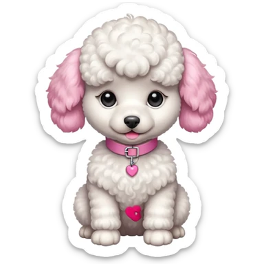 white poodle baby dog sticker