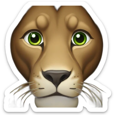 brown lion with a dark brown mane and green eyes sticker