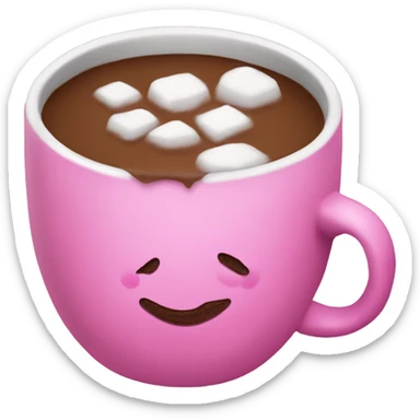 hot cocoa with a pink mug sticker