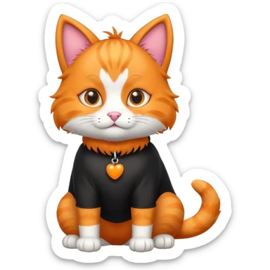 an orange cat that has a black dog costume on sticker