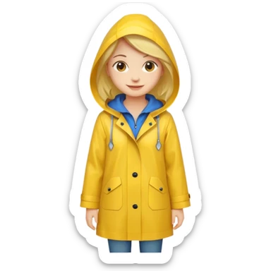 Girl in a yellow raincoat full body  sticker