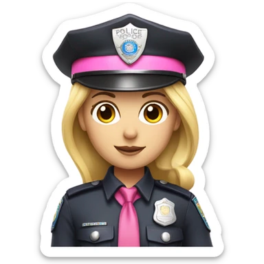 Blonde female in pink rainbow police outfit sticker