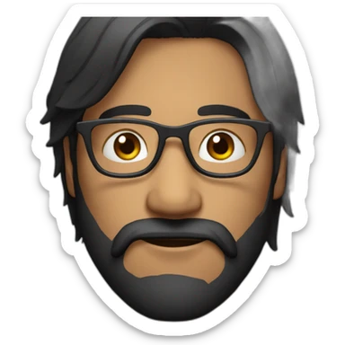 Face only black hair Indian with glasses and 3 daybeard sticker