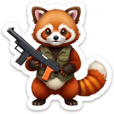 Red panda holding a Glock  sticker