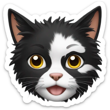 Black Cat with frazzled hair sticker