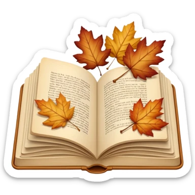 beige autumn open book with leaves on it sticker