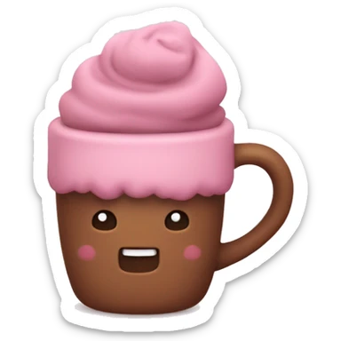 cute cozy mug pink and brown  sticker