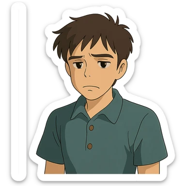 ghibli style disappointed young man sticker