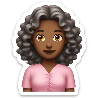 a girl with long curl hair wear pink dress  sticker