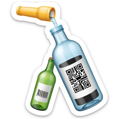 phone scanning a barcode on a bottle, clear depiction of phone and bottle, modern style, no text sticker
