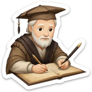 ancient Feathered pen scholar sticker