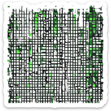 Neo from The Matrix with green digital code raining down, pixel style sticker