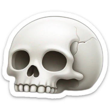 White skull rolling on the floor sticker