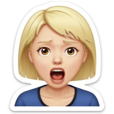 woman screaming with short blonde hair sticker
