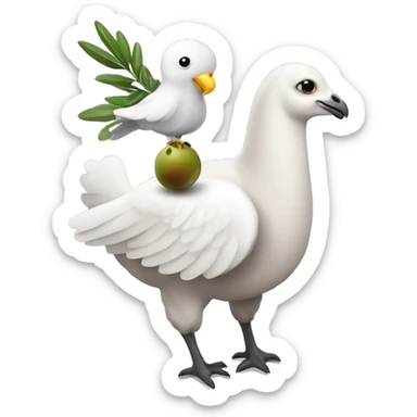a dove with an olive branch riding a llama sticker