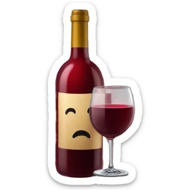 Bouteille de vin rouge sur un plateau sticker