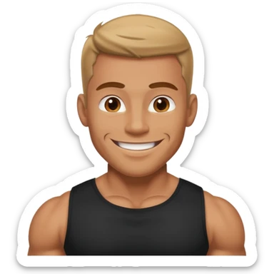 muscular man in black shirt being taken from behind emoji sticker