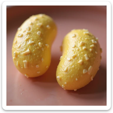 two yellow fat cells (adipocytes) hyperrealistic 3d, no background sticker