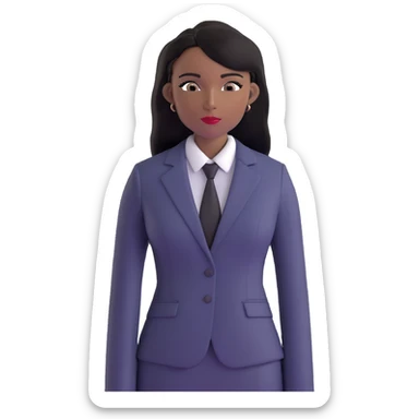 Accomplished African female executive with long straight black hair, sharp business attire, commanding presence sticker