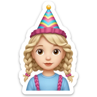 a little girl with wavy braided hair with birthday hat















 sticker