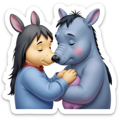 Winnie the Pooh kissing eeyore sticker