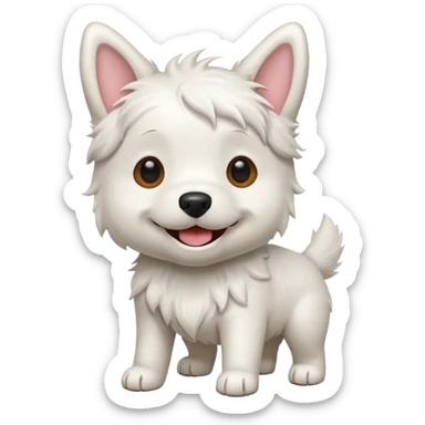 Scruffy white dog playing sticker