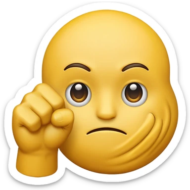 make just the simple yellow emoji with a fist infront of him and a strait face sticker