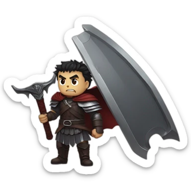 angry berserk guts carrying a huge sword on his shoulder sticker